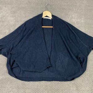 Untouched World Merino Wool Wrap Shawl Cardigan Poncho Women's Small Blue
